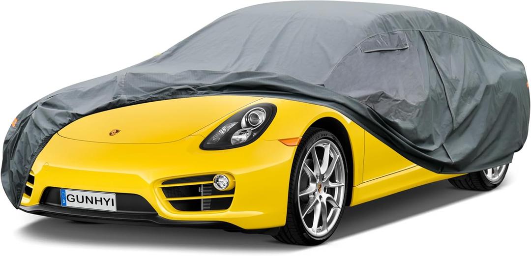 GUNHYI 16 Layers Car Cover for Coupe Sports Sedan Waterproof All Weather, Universal Fit Audi TT, BMW Z4, Porsche 718 Boxster Cayman, Nissan Versa/240SX, Subaru BRZ, Mazda RX-8, Toyota Supra etc.