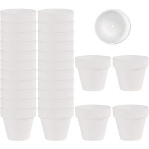 Fcacti 27 Pcs Small Mini White Clay Pots 2.1'' Terracotta Pot Clay Ceramic Pottery Planter Cactus Flower Pots Succulent Nursery Pots- Great for Window Boxes, Cactus, Plants, Crafts, Wedding Favors