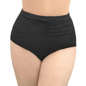 3 x Women Plus Size High Waisted Bikini Bottoms Ruched Swimsuit Bottom Tummy Control Full Coverage Swim Shorts 2025 (Black, XXL)
