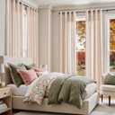 jinchan Linen Curtains for Living Room Aqua Blue on White Striped Curtains for Bedroom Ticking Stripe Pattern Light Filtering Farmhouse Cottage Core Rustic Grommet Window Treatment 2 Panels 84 inches