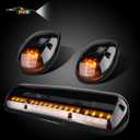 LIMICAR 3X Smoked Cover Cab Roof Top Marker Running Lamps Amber 30 LED Lights Compatible w/ 2002-2007 Chevrolet Silverado/GMC Sierra 1500 1500HD 2500 2500HD 3500 Trucks LED Light Machines