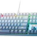 Redragon K556 SE RGB LED Backlit Wired Mechanical Gaming Keyboard, Aluminum Base, 104 Keys Upgraded Socket, 3.5mm Sound Absorbing Foams, Hot-Swap Linear Quiet Red Switch, Gradient Blue (K556 SE Blue)