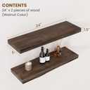 Floating Shelves for Wall Decor, Rustic Solid Elm Wood Live Edge Floating Shelves Wall Mounted, Wall Shelves with Invisible Bracket for Living Room Bathroom Bedroom Kitchen, 24 Inch Set of 2, Walnut, Live Edge, 24inch, 2Packs