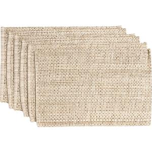 Sweet Home Collection 100% Cotton Placemats for Dining Room Rectangle Two Tone Woven Fabric 13" x 19" Soft Durable Table Mat Set, Set of 6, Eggshell OEKO-TEX STANDARD 100