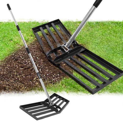 Dabormi 36" x 10" Lawn Leveling Rake, Angled Design Yard Leveler Rake