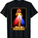Divine Mercy Jesus I Trust In You Catholic T-Shirt (Small, Black)