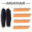 Curly Human Crochet Hair Water Wave Human Hair Crochet Braids Knotless Pre-Separated Water Curl Human Hair Lightweight Reusable Feather Crochet Hair Natural Color 14 Inch 120g