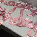 Happy Birthday Balloons Banner Foil Letters Balloons Connected, Personalized Birthday Signs for Women Men Boys Girls Birthday Party Decorations, Small Pink