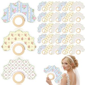 Yookeer 30 Pcs Wedding Party Favors for Guests Vintage Floral Hand Fans Bulk Bridal Shower Gift Fans for Wedding Tea Party