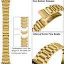 Anlinser Metal Bands Compatible with Apple Watch Band 49mm 46mm 45mm 44mm 42mm Women Men, Five-link Stainless Steel Strap for iWatch Ultra 3/2/1 SE Series 11 10 9 8 7 6-1 (Gold)