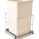 Pull-Out Trash Can for Cabinet - 9 Gal / 36 qt - Heavy-Duty Chrome, Smooth Slide with Trash Bag Storage - Requires at Least 11" Cabinet Opening (Trash Bin Not Included)