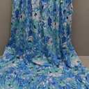 Women's 2024 Summer Floral Boho Dress Square Neck Strapped Swing A Line Beach Long Maxi Dress with Pockets Blue Floral L