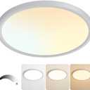 20 Inch Flush Mount Ceiling Light, 40W Dimmable LED Fixture 4000LM, 3000K/4500K/6000K Adjustable, Round Ceiling Lamp for Bedroom, Kitchen, Living Room, Dining Room, Bathroom, Silver