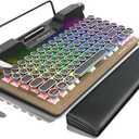 7KEYS Retro Typewriter Mechanical Gaming Keyboard, Vintage Style Computer Keyboard with Wireless Bluetooth5.0/Wired/2.4G, True RGB Backlight, Compatible with PC/Laptop/Tablet/Phone