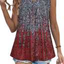 Womens Tank Tops Summer Sleeveless Blouse Crewneck Loose Fit Tunic Shirt | Trendy front pleat casual tops, Flowy floral print outfits, Fashion clothes for ladies (XL)