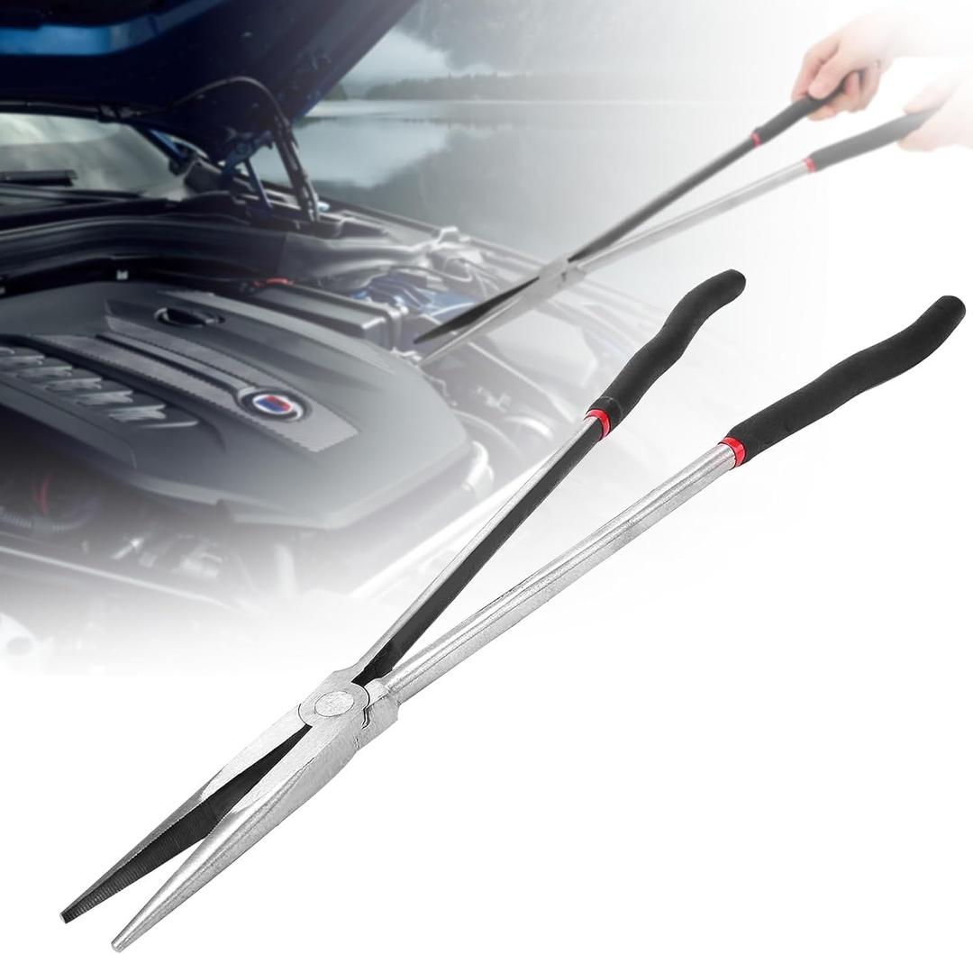 Straight Long Needle Nose Pliers, 11inch Long Reach Nose Pliers Long Reach Plier Nipper Bent Nose Duckbill Pliers for Narrow Spaces and Limited Areas