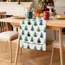 OTOSTAR Snowflake Christmas Tree Black Merry Christmas Table Runner, Xmas Seasonal Winter Holiday Kitchen Dining Table Decoration for Home Party Decor 13x90 Inch