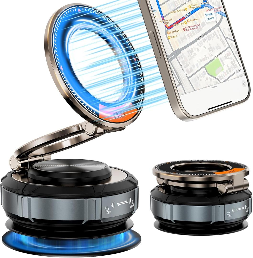 Magnetic Car Phone Holder for Mag-Safe [108+LBS Suction & 3200gf Magnetic] 360 Adjustable Ultra Suction Cup Phone Holders for Your Car/Gym/Mirror, Car Mount for iPhone & Android