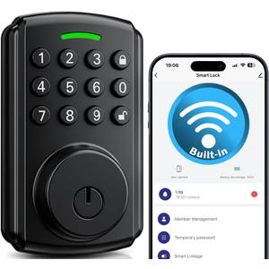 Builtin WiFi Keyless Entry Door Lock with Keypad, App Remote Control, No Bridge Required, Auto Lock, IP65
