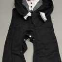 Kimocat Baby Boy Romper Tuxedo Jumpsuit Gentleman One-Piece Button-Down Bowtie Wedding Suit Bodysuit (0-6 Months, Black&red Bowtie)