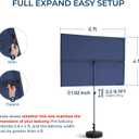 HOMSHADE 6x4ft Outdoor Balcony Umbrella - Flat Porch Pool Patio Umbrella Rectangular Canopy Shade UPF50+ UV Protection 360 Rotating & Tilting All Angles Applicable (Navy Blue, No Base)