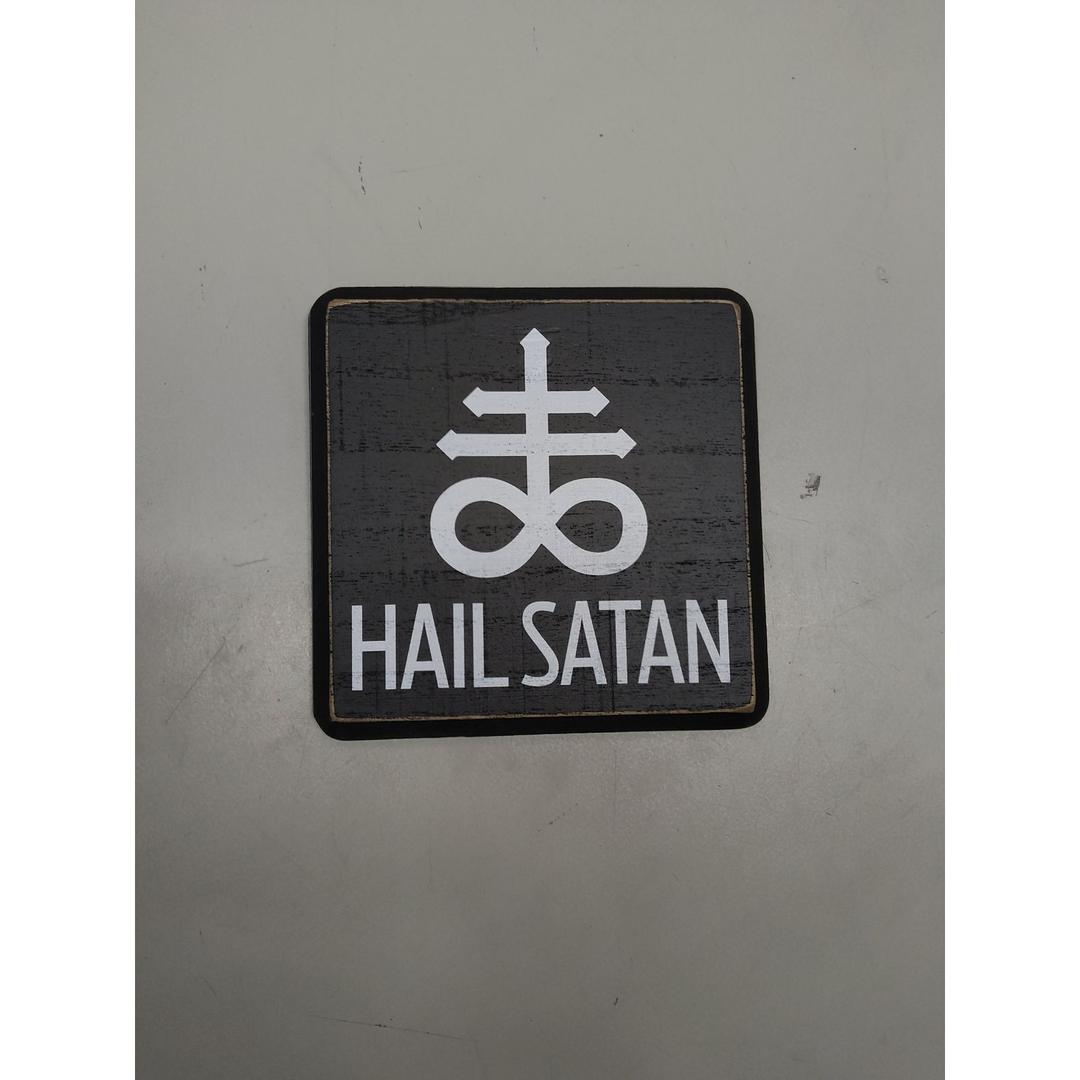 5" Gothic Wooden Sign With A Hook - Satanism Cross - Darkness Natural Solid Pinewood Gift For Men & Women, Bar, Studio, Cafe Home & Office Wall Shelf, Desktop Decoration & Gift - D06