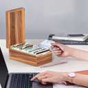 Neando 3x5 Index Card Organizer Box with Lid Acacia Wood Note Card Holder with 200 Cards & 20 Dividers, Holds 600 Cards, 4 Compartments, Magnetic Closure Desktop Storage for Study, Office, Recipes