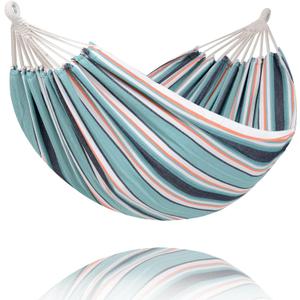 SUNCREAT Hammocks Outdoor Camping Double Hammock, 2 Person Patio Hammock, Green & Red