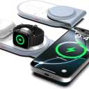 3 in 1 Foldable Charging Station for Apple Multiple Devices, Fast Wireless Charger Travel Stand-Magnetic Charging Pad Compatible with iPhone 17/16/15/14/13,for Apple Watch Series & Airpods 4 3 2 Pro (WHITE)