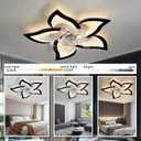 Bevenus Low Profile Ceiling Fans with Lights,27.2 Black Modern Dimmable Flower Shape Ceiling Light Fan with Remote Control/app Control,Timing 6 Gear Speeds Fan Ceiling Lamp.