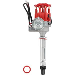 Ignition Distributor w/Red Cap & Rotor Replacement for Chevy SBC BBC 283 305 327 350 454 V8 R2R Two-Wire Installation