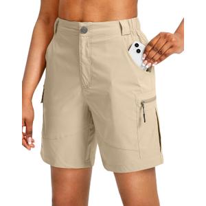 Viodia Women's 7" Hiking Cargo Shorts with Pockets Quick Dry Lightweight Shorts for Women Golf Casual Summer Shorts (X-Large, Khaki)
