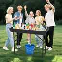 Party Outdoor Cooler Table, Black Skirt &Drain Hose Plastic Chill Table to Keep Drinks Cool, Portable Foldable Self-Serving Beverage Ice Cooler Bar for Wedding, Picnics, Barbecues, Fishing