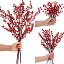 20 Pcs 3 Size Artificial Red Berry Stems Branches, 22'' 16'' 8'' Christmas Fake Burgundy Berry Picks Holly Berries for Christmas Tree Xmas Decorations Home Decor Crafts Holiday DIY