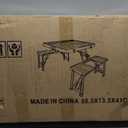 STONCEL Folding Table and Chairs Set, Portable Picnic Table with 4 Seats for Outdoor Camping Picnic BBQ, Party and Dining(Wooden) (28.34 in x 33.46 in x 26 in)