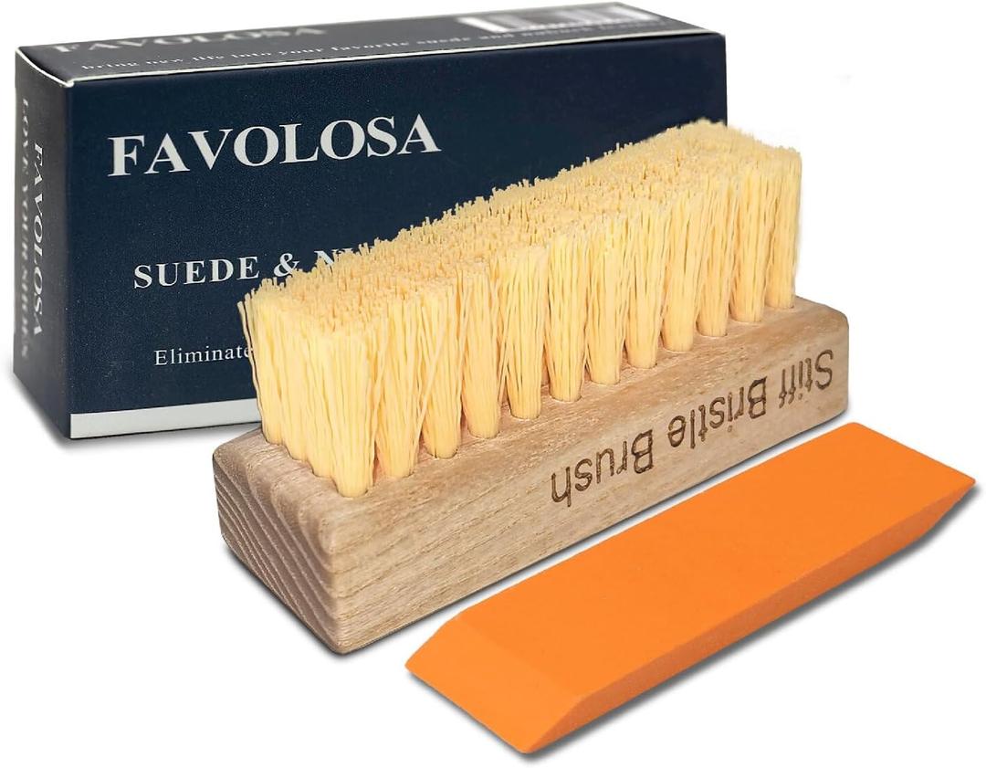 Nubuck Suede Shoe Cleaner Kit. Suede & Nubuck Basic Kit with Stiff Hair Brush and Rubber Eraser - Gentle Cleaning, Nap Restoration - Ideal for Leather, Canvas, Knit. Jackets, Boots, Handbags.