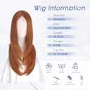 Haloo Copper Wig with Curtain Bangs - Lace Front Hairline Middle Part Long Layered Natural Looking Straight Synthetic Hair Wigs for Women Daily Party, 24 Inch Copper Red