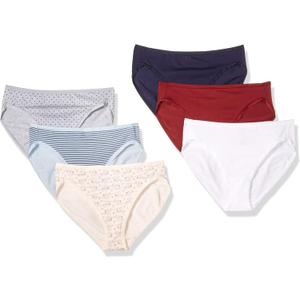 Amazon Essentials Womens Cotton High Leg Brief Underwear, Breathable (X-Small, Warm/Cool Colors)