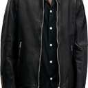 AllSaints Men's Cora Leather Jacket (Medium, Jet Black)
