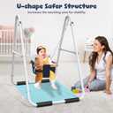 Hapfan Toddler Swing with Stand, Heavy Duty Baby Indoor Outdoor Swing Set with Safety Harness, Foldable Metal Frame, 55lbs Capacity