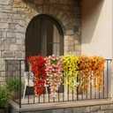 8 Pcs Artificial Hanging Flowers for Outdoors Fake Morning Glory for Home Decoration UV Resistant Mixed Color Greenery and Flowers for Porches Gardens Yard Decor (Warm Color)