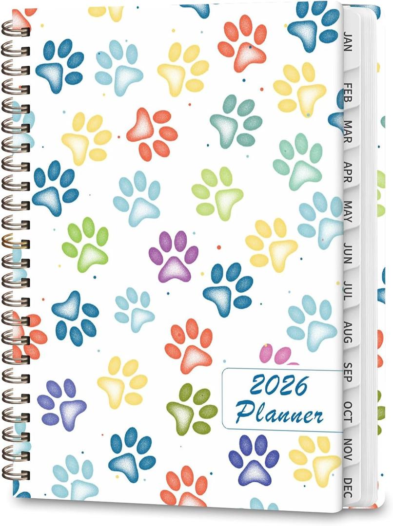 7 x 2026 Planner, Weekly and Monthly Calendar Planner Agenda, Jan 2026 - Dec 2026, Planning Academic Book, Office Desk Accessories and School Supplies - A5 (6.3'' x 8.5'') (Colorful Paw Prints)