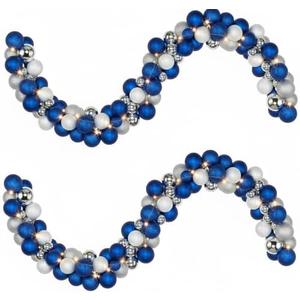 Yuxung 2 Pcs Christmas Balls Garland 6 ft Hanging Ornaments Xmas Balls Decorations with 2 Pcs 10 Feet LED Lights Indoor Outdoor Tree Mantel Wedding Decoration(Dark Blue, Light Blue, Silver)