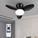 Ceiling Fans with Lights, 24 Inch Low Profile Ceiling Fan with Light and Remote Control, Dimmable, 6 Speeds, 3CCT, Flush Mount, Reversible DC Motor Modern Ceiling Fan for Bedroom (Black, 24inch)