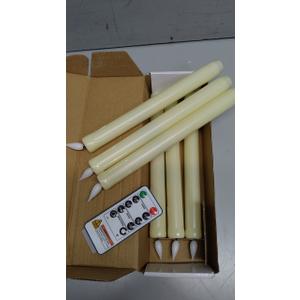 Homemory 6 Pcs Flameless Taper Candles with Remote, Timer, Dimmer, Ivory Battery Operated CandleSticks with Flickering Light, Plastic Led Window Candles, 9.6 Inches for Halloween Christmas Decoration