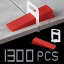 Tile Leveling System 1000-Piece Tile Leveling Spacer Clips and 300-Piece Reusable Wedges Tile Leveler Tool Set for Ceramic Tile and Stone Installation (1/16 Inch)