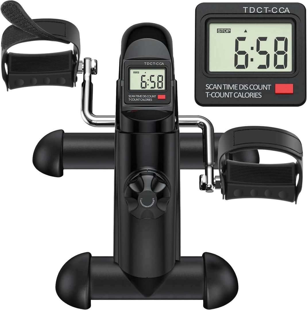 Under Desk Bike Pedal Exerciser, Portable Mini Exercise Bike with LCD Display for Home/Office, Desk Cycle for Leg/Arm with Handle, Leg Exerciser While Sitting for Seniors202643023