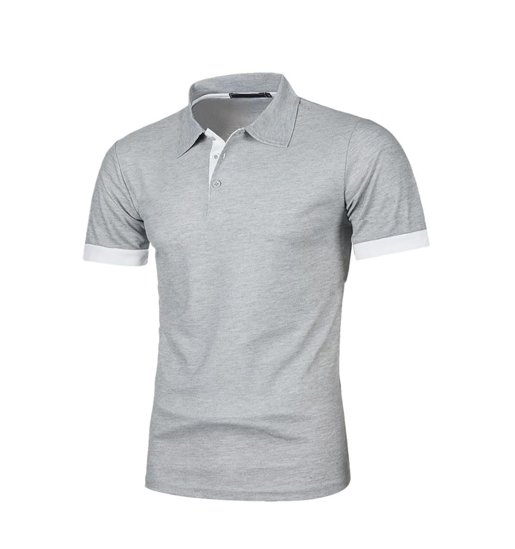 Men's Polo Shirt Short Sleeve Contrast Color Casual Fashion Summer Collar Top Lightweight Comfortable Shirt L