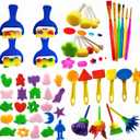 53 Pcs Paint Sponge Brush Sets, Kids Art Tool Kits, DIY Crafts Drawing Tools,Round Sponges,Color Randomly