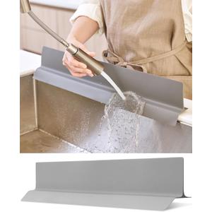 23 inches 100% Premium Silicone Kitchen Sink Splash Guard - Non Slip Strong Suction, Durable, and Easy-to-Clean Splash Protector for Mess-Free Cooking and Dishwashing (Gray)
